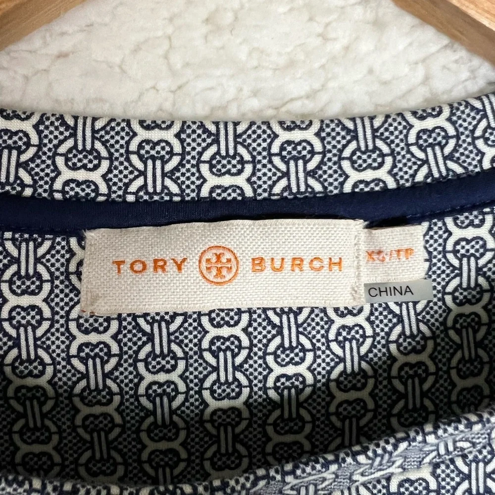 TORY BURCH Corrine Dress in New Ivory/Navy Gemini Size XS